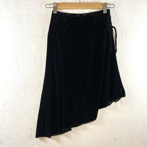 VTG Amy Byer Womens Assymetrical Velvet Skirt Sz XS Dark Fairy Coquette Y2K